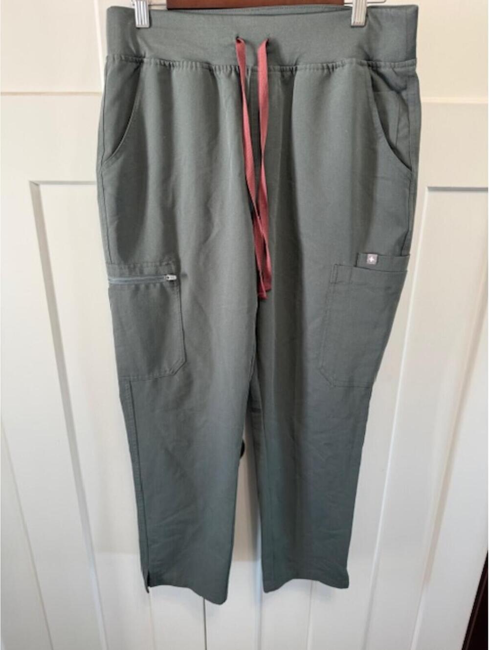 FIGS Grey with Maroon drawstring pants technical collection size Large